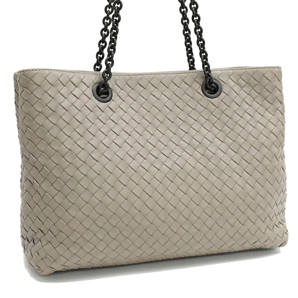 Bottega Veneta Chain Handbag Intrecciato Leather Gray
